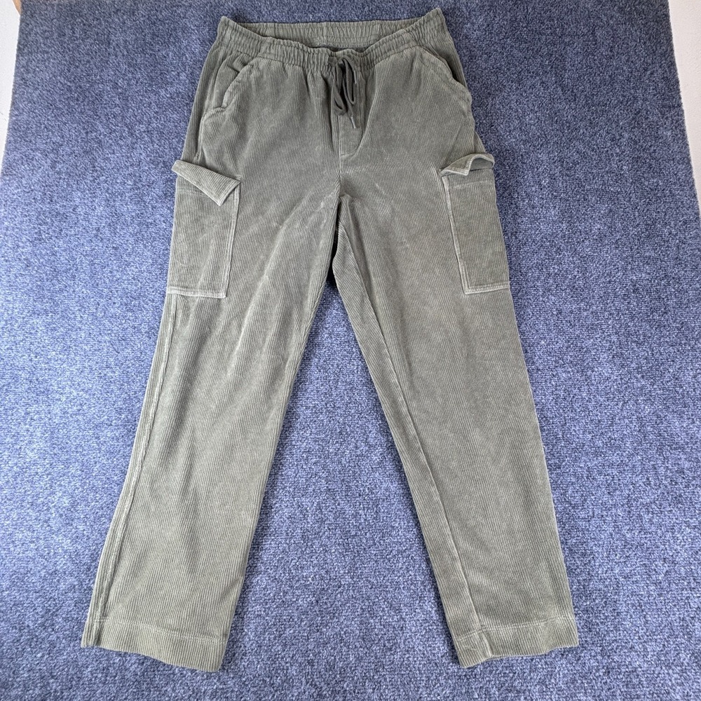 Lands'‎ End Cargo Pants Women 31x27.5 Olive Corduroy Cotton Stretch Drawstring